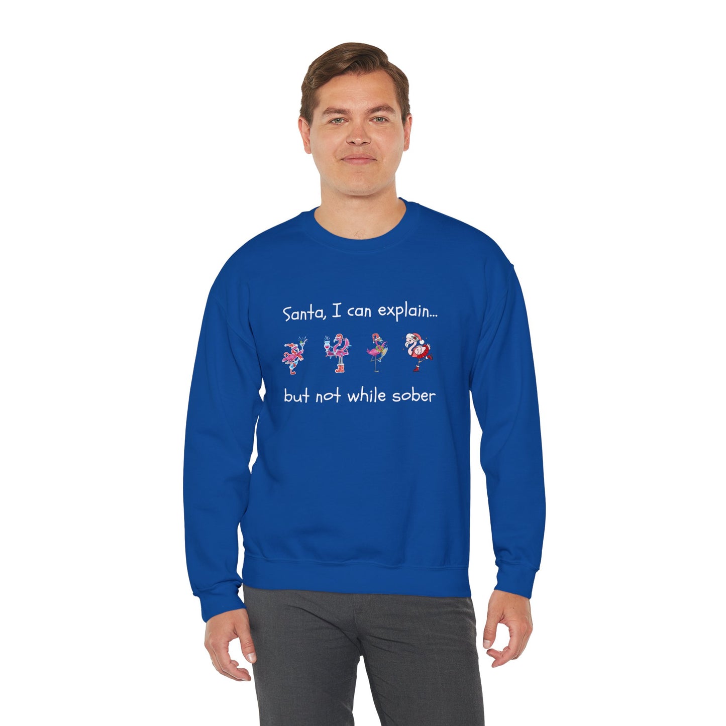 Santa I Can Explain, But Not While Sober Flamingos - Christmas Sweater | Holiday | Roly Poly Print